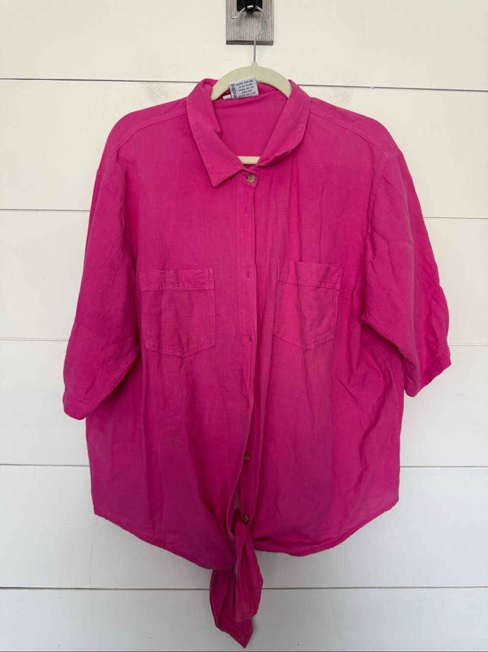 Cottonseed Women’s XL Pink Tie Front LagenLook Artsy Top Blouse